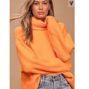 orange turtleneck sweater